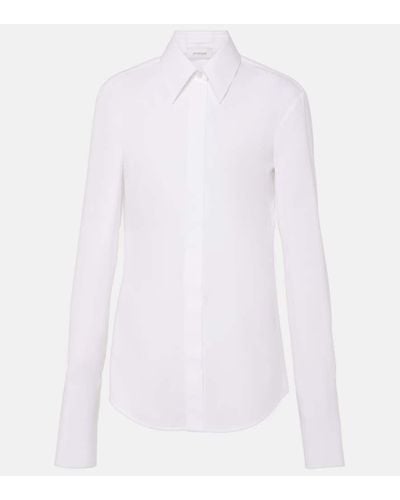 Sportmax Camisa Oste de popelin de algodon - Blanco