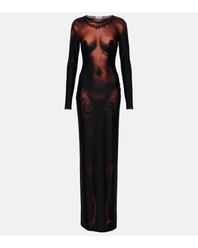 Jean Paul Gaultier Tattoo Collection Trompe L'oil Maxi Dress - Black