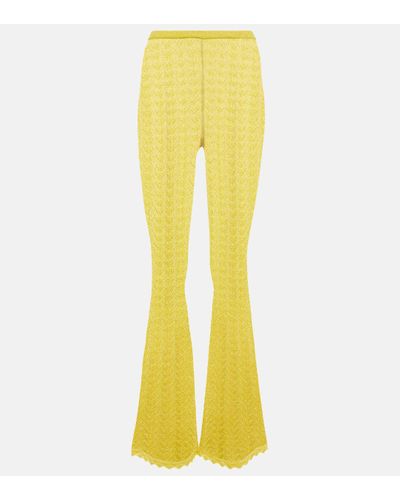 Alessandra Rich Lace Flared Trousers - Yellow
