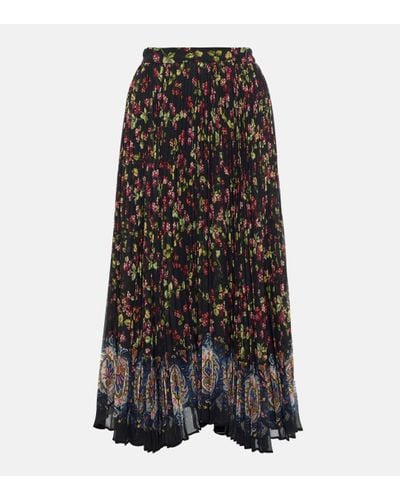 Etro High-rise Pleated Midi Skirt - Black