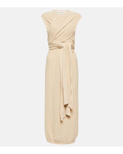 Lemaire Cotton Knit Wrap Midi Dress - Natural