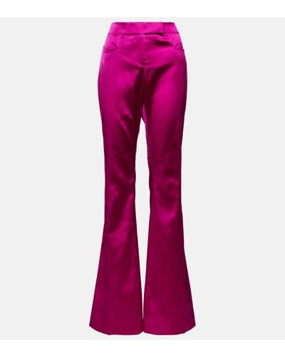 Tom Ford Low-rise Flared Satin Trousers - Purple