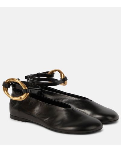 Jil Sander Ballerines en cuir a ornements - Noir