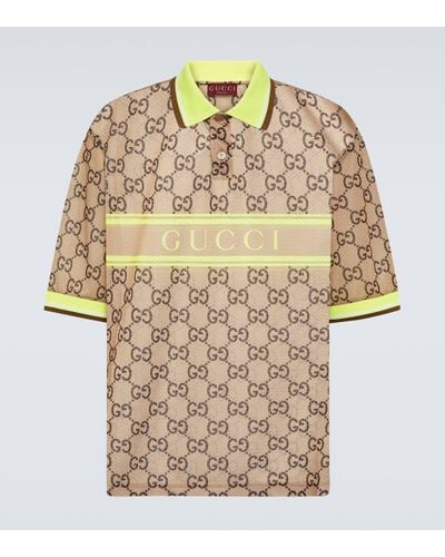 Gucci GG Printed Mesh Polo Shirt - Natural