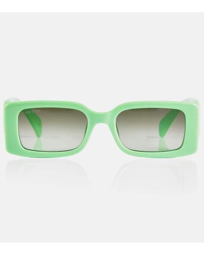 Gucci Eckige Sonnenbrille GG - Grün