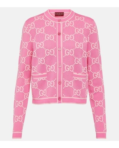 Gucci GG Cotton Jacquard Cardigan - Pink