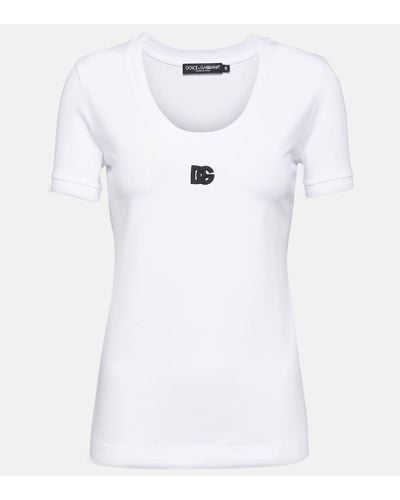 Dolce & Gabbana Logo Cotton-blend Jersey T-shirt - White