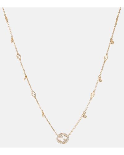 Gucci Interlocking G 18kt Gold Necklace With Diamonds - Metallic