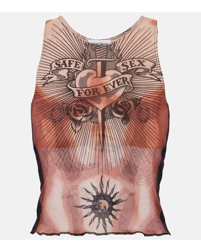 Jean Paul Gaultier Top illusion Tattoo Collection en tulle - Rose