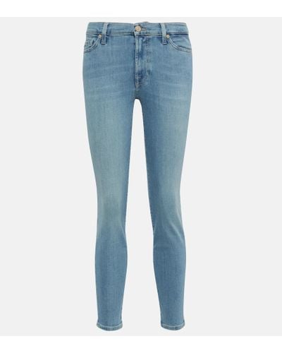 7 For All Mankind Mid-Rise Skinny Jeans - Blau