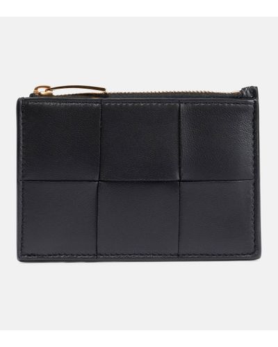 Bottega Veneta Intreccio Leather Card Holder - Black