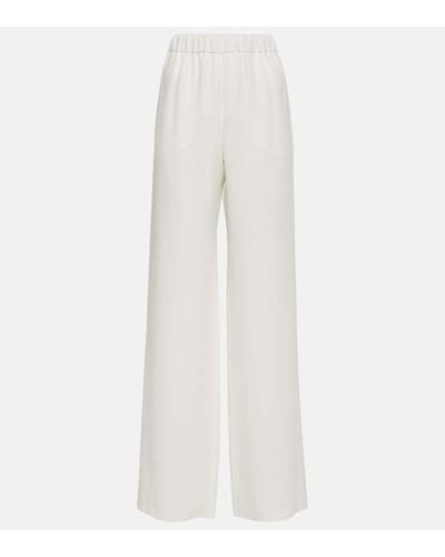 Valentino Pantalones anchos de seda de tiro alto - Blanco
