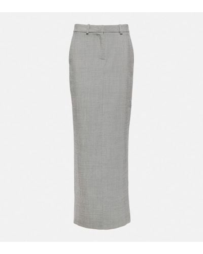 Alessandra Rich Checked Wool Maxi Skirt - Gray