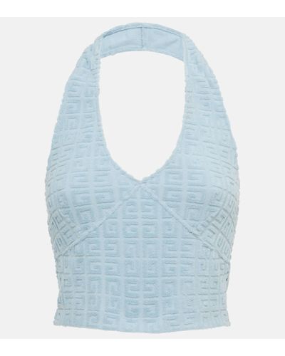Givenchy Plage 4g Cotton-blend Terry Crop Top - Blue