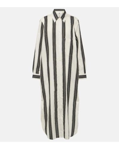 Totême Jacquard Striped Cotton-blend Shirt Dress - White