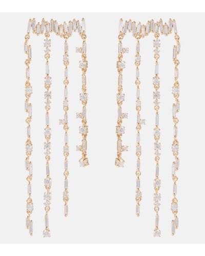 Suzanne Kalan 18kt Gold Fringe Earrings With Diamonds - White