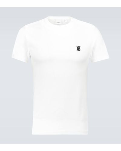 Burberry T-shirt en coton mélangé à logo brodé Parker - Blanc