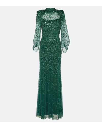 Jenny Packham Vestido de fiesta de tul adornado - Verde