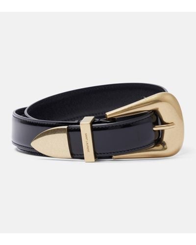 Saint Laurent Folk Patent Leather Belt - Black