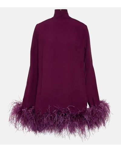 ‎Taller Marmo Gina Feather-trimmed Crepe Minidress - Purple