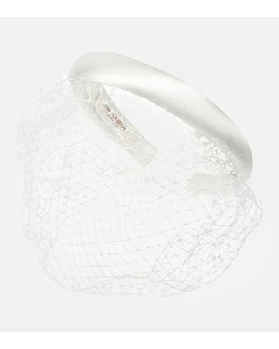 Jennifer Behr Tori Voilette Satin Headband - White