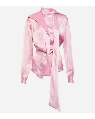 Victoria Beckham Asymmetric Satin Blouse - Pink