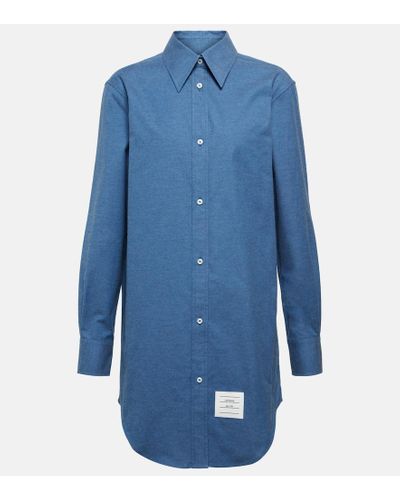 Thom Browne Vestido camisero de algodon - Azul