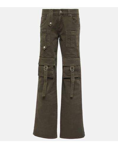 Blumarine Pantalon cargo a taille basse en jean - Vert