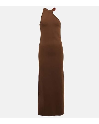 Sir. The Label Aude Asymmetric Knit Maxi Dress - Brown