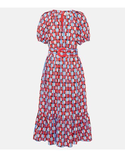 Diane von Furstenberg Lindy Printed Cotton-blend Midi Dress - Red