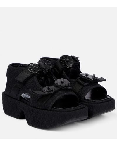 Cecilie Bahnsen May Floral Matelasse Sandals - Black