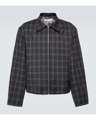 Our Legacy Mini Checked Wool And Linen Blouson Jacket - Black