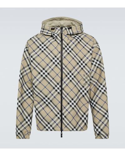 Burberry Impermeable con Check - Gris