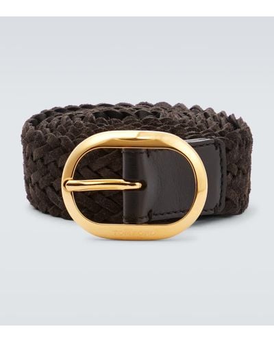 Tom Ford Woven Suede Belt - Brown