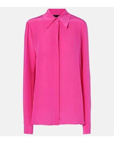 Costarellos Keltie Silk Crepe De Chine Shirt - Pink