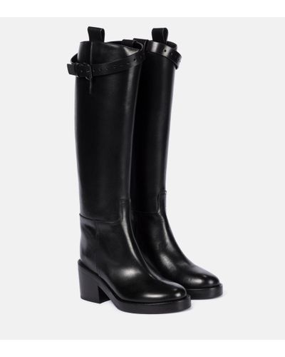 Ann Demeulemeester Leather Knee-high Riding Boots - Black