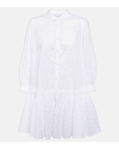 Poupette Robe chemise Tesorino brodee en coton - Blanc