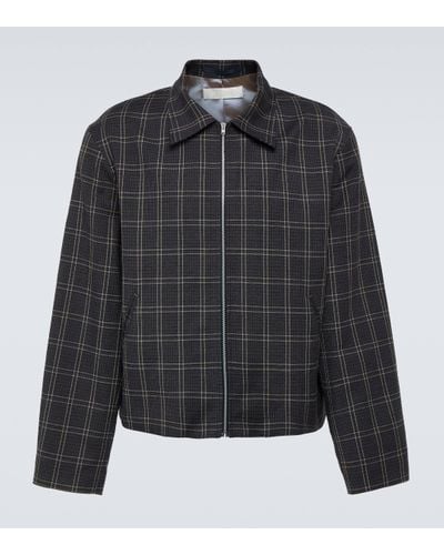 Our Legacy Mini Checked Wool And Linen Blouson Jacket - Black