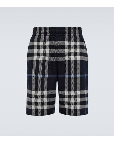 Burberry Checked Cotton Shorts - Black