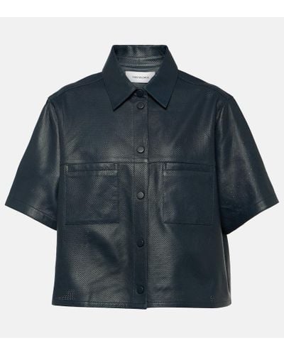 Yves Salomon Oversized Leather Shirt - Blue
