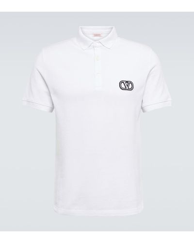 Valentino Vlogo Embroidered Pique Polo Shirt - White
