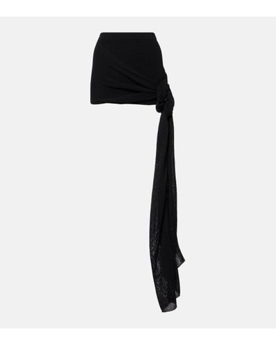 AYA MUSE Draped Cotton-blend Miniskirt - Black