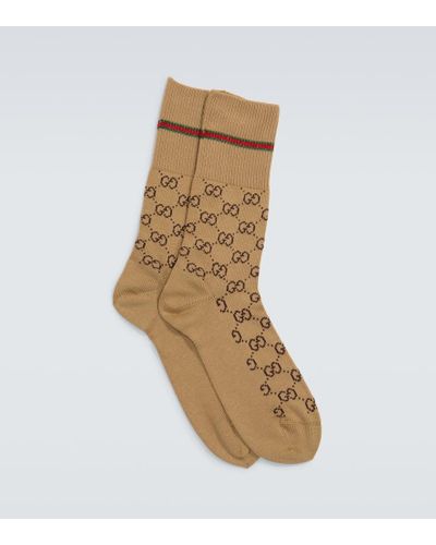 Gucci Socken Aus Baumwolle Mit GG Und Web - Braun