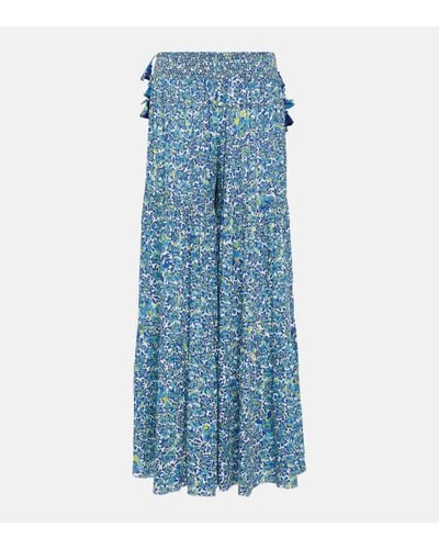 Poupette Soledad Floral Wide-leg Trousers - Blue