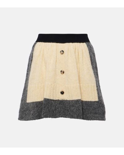 Loewe Buttoned Knitted Wool Mini Skirt - Natural