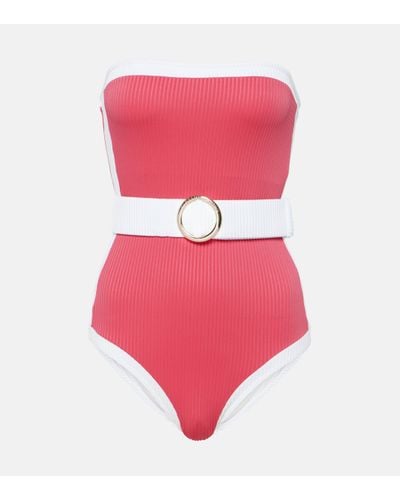 Alexandra Miro Whitney Belted Bandeau Swimsuit - Red