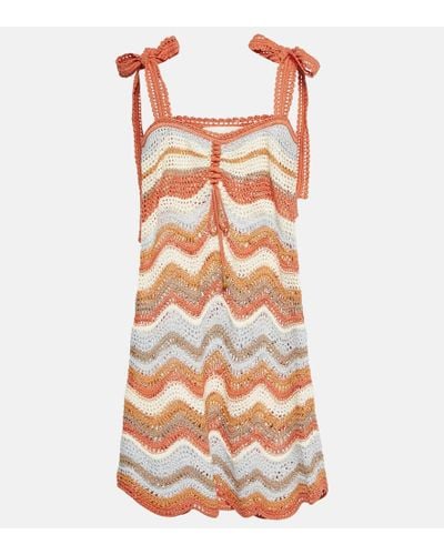 Zimmermann Vestido corto de algodon texturizado - Naranja