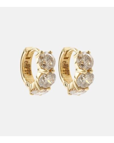 Ileana Makri Pendientes de aro Huggie de oro de 18 ct con diamantes - Metálico