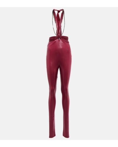 The Attico Ruby Chain-trimmed leggings - Red