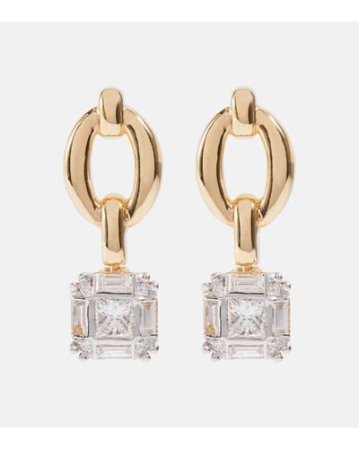 Nadine Aysoy Catena Illusion Assher 18kt Gold Earrings With Diamonds - Metallic